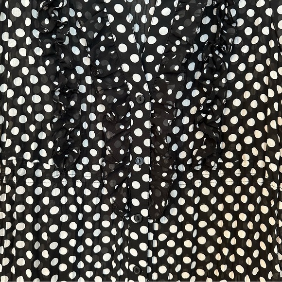 NY Collection Polka Dot Cap Sleeve V-Neck Button Down Tank w/ Ruffles Size M - Picture 4 of 10